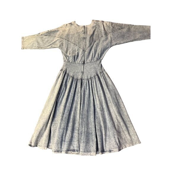 Vintage Colours Blue Denim Dress Womens 12 With Embroidered Detail & Back Zipper - Picture 12 of 16